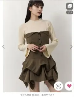 MURUA オリーブブラウン フリル付きワンピース Fサイズ