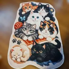 猫柄 インテリア玄関、浴室マット ラグ