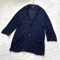 日本製【モルガンオム】 薄手 シアー テーラードジャケット カーディガン (M)