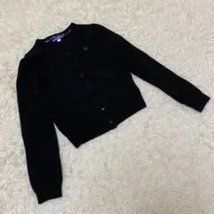 BURBERRY BLUE LABEL ロゴ入り長袖カーディガン　ウール　黒　M