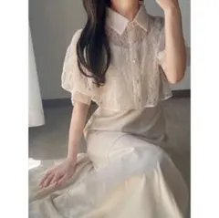 【GRL】花柄レースショート丈ブラウスXマーメイドキャミワンピースセットアップ