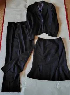 SUIT SELECT ブラック ストライプ スーツ３点セット