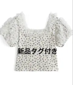 チュールフリル花柄ショート丈トップス[tu1709］のサムネイル