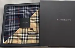 レア稀少✨BURBERRY ノバチェック柄ハンカチ ネイビー/ベージュ　箱入り
