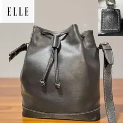 レトロ　ヴィンテージ　ELLE バケツ型 レザー　エピ　ショルダーバッグ 黒