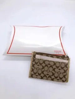 【16961】COACH コーチ シグネチャー コインケース ベージュ 男女兼用