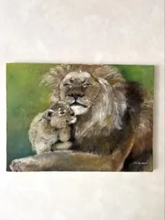 絵画 アクリル絵 アクリル絵の具 画材 キャンバス 動物 ライオン 原画