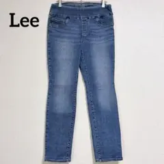 デニム パンツ L相当 ブルー 春夏秋 スリム ストレート ウエストゴム Lee