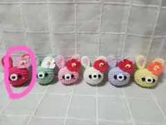 うさぎハイビスカスあみぐるみキーホルダー