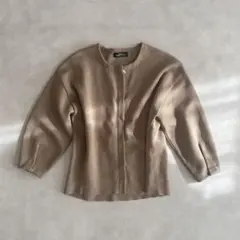 ジャケット風カーディガン　オフィスカジュアル　モカカラー