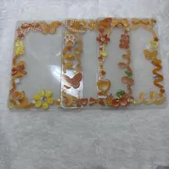 シールデコ　オレンジ　トレカケース　三つセット