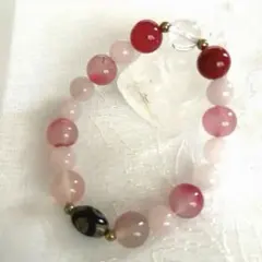 天然石⭐︎ローズクォーツ・水晶・三眼天珠パワーストーンブレスレット