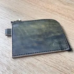 栃木レザー ハンドメイド 本革 L字ファスナー ミニ財布 むら染め