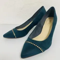 Le Talon スウェードパンプス ポインテッド 金 スター 黒 23cm