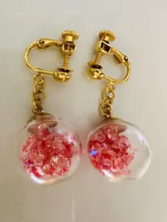 イヤリング　スワロフスキー　星　ピンク