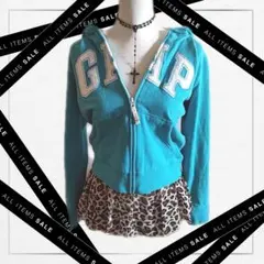00s ギャップ 平成ギャル ターコイズ GAP y2k フーディー
