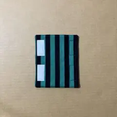 ハンドメイド　水筒肩紐カバー　緑　黒　ストライプ　チェック