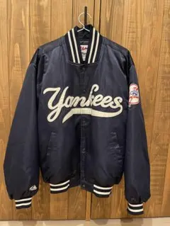 ヤンキース スタジャン マジェスティック　刺繍ロゴ　ワッペン　ビンテージ　短丈