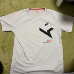 ASICS ホワイト Tシャツ　ポリエステル100%
