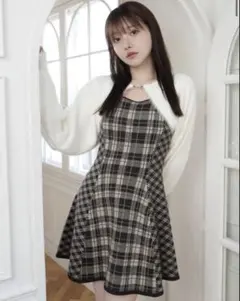 リップサービス フェザーチェックアンサンブルワンピース ブラウン