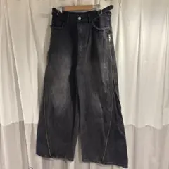 【GRANCY】ジップデザイン バギーデニム パンツ Lサイズ