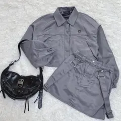 EMODA ボックスEマークショートブルゾン&ハングサスペンダーミニスカート