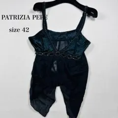 美品 PATRIZIA PEPE シルク キャミソール ビーズ ネイビー42 Lのサムネイル