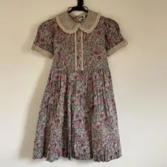 花柄 半袖ワンピース レース襟付き 120cm