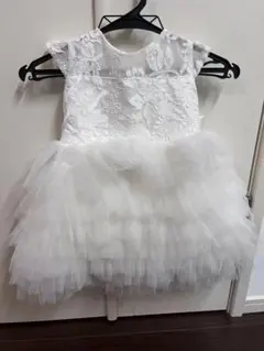 ホワイト レース チュール ドレス 子供用　リングガール　結婚式　発表会