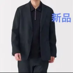 無印良品　新品 紳士　リネン洗いざらしジャケット 紳士　黒　ブラック　M