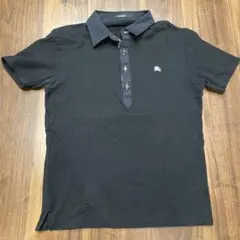 バーバリーブラックレーベル ポロシャツ ホースロゴ 刺繍 黒 2 M