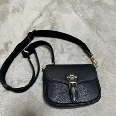 【美品】COACH コーチ ミニ ショルダーバッグ 黒 レザー 斜めがけ
