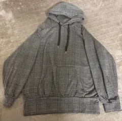 千鳥格子柄 フード付きパーカー裏起毛　Mサイズ