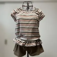 ストライプ柄 セパレート水着 4点セット　Mサイズ