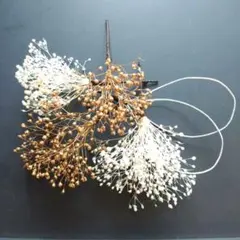 成人式 髪飾り ホワイト・ゴールド ヘアピンセット かすみ草