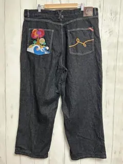 LRG バギーパンツ Y2K 刺繍 w42 先染めブラックt19のサムネイル