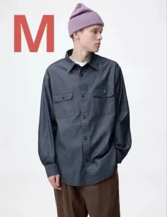 GU ジーユー ダブルポケットワークシャツ Mサイズ 67 ブルー