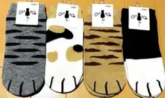 【4足セット】猫足ソックス 23-25cm CAT SOX 肉球デザイン