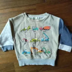 BEAMS mini 建設車両プリント トレーナー 90cm