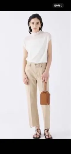 美品　ミラオーウェン 裾段差カラーデニムパンツ ベージュ 2