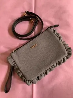 2WAY クラッチ ショルダー バッグ スエット地