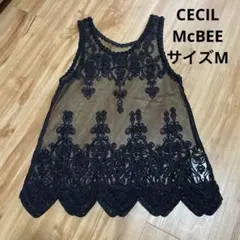 セシルマクビー　レースノースリーブM黒