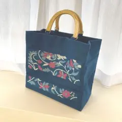 花柄刺繍バッグ　帯リメイク