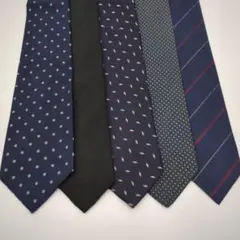 ビジネス用ネクタイ　5本セット　まとめ売り　ネイビー　ブラック　ユキトリイ他