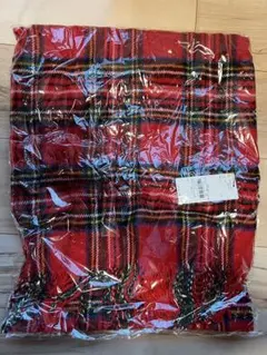新品タグ付 イーハイフン 大判チェックストール 赤 レッド
