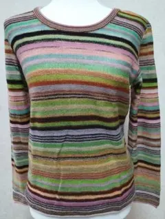 Se ninon セニノン マルチカラーストライプ 長袖ニットセーター F
