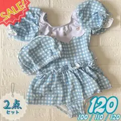 お値下げ 120 ワンピース水着 ギンガムチェック アプレレクール プティマイン