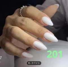 ネイルチップセット・ホワイト・シンプル・ロングアーモンド・エレガント・爽やか
