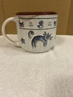 味噌ポット　密閉蓋付 陶器　電子レンジOK ねこ絵柄のサムネイル