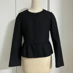 green label relaxingノーカラージャケット ラメ入り黒